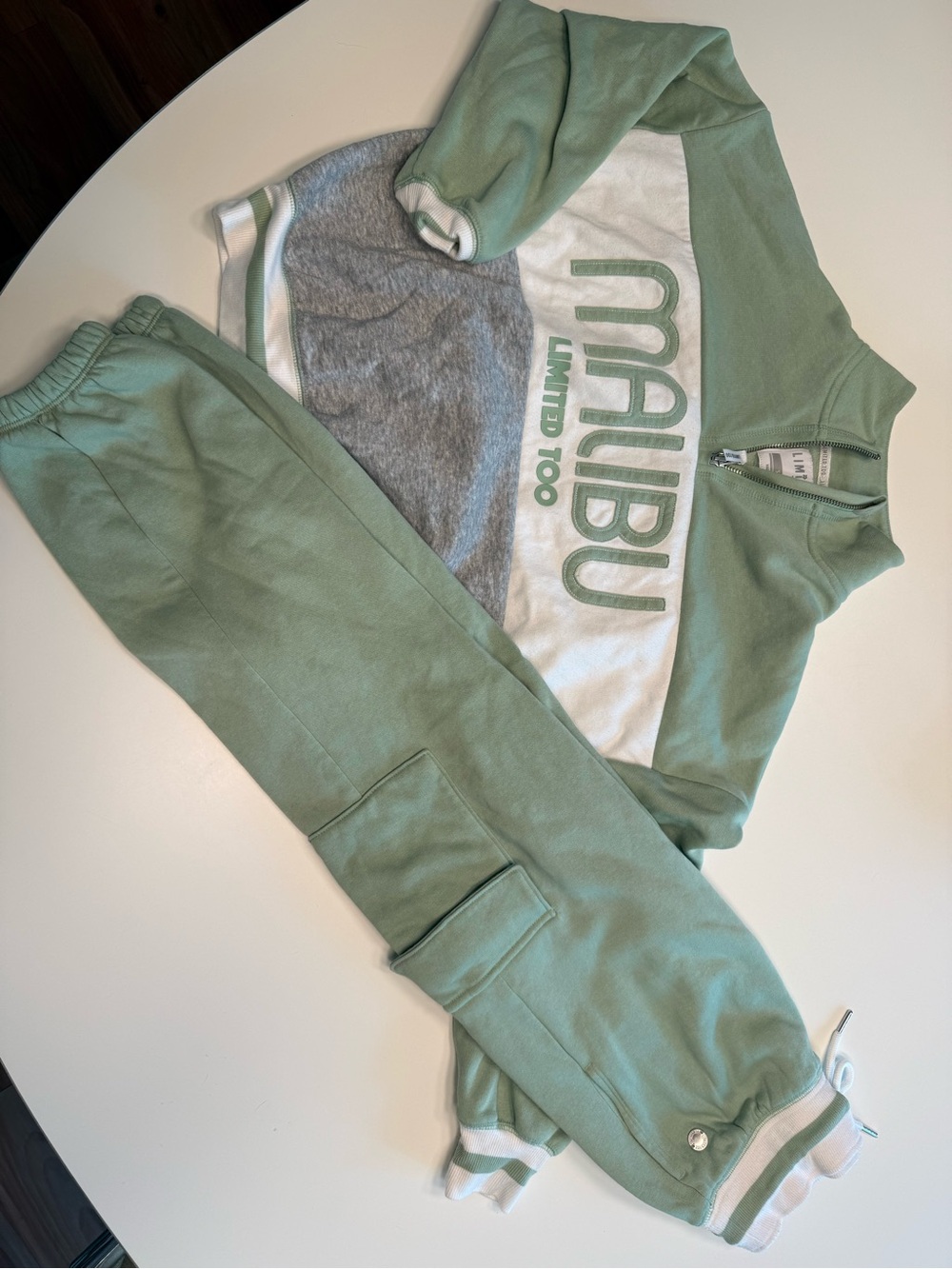 Limited Too Malibu Graphic Sweatshirt and Jogger Set - Sage Green